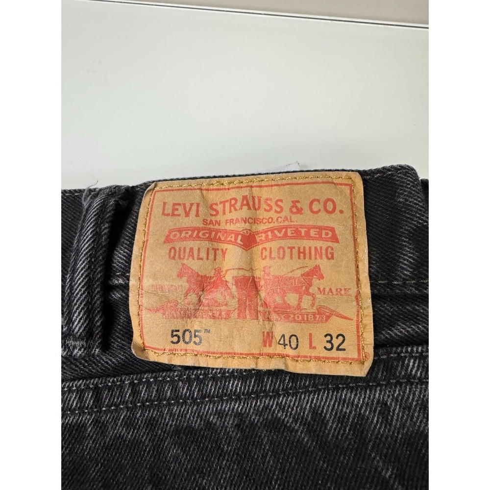 Levis 505 Jeans Mens 40x32 Black Regular Fit Straight Leg Denim